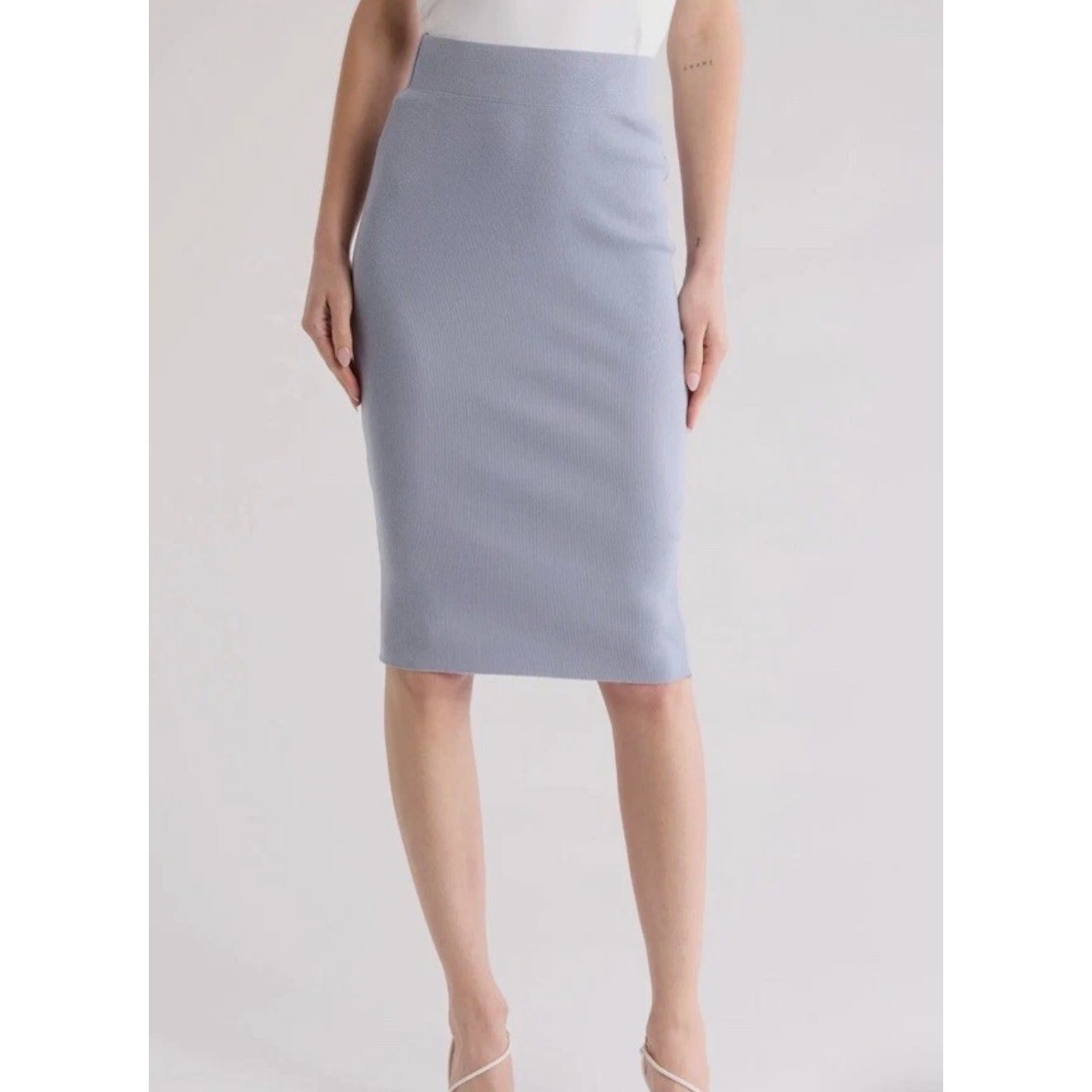 Standard James Perse Ribbed Pencil Skirt Womens 4 (Xl) Aura Blue Pull-On Knit